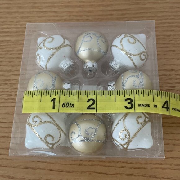 Ashland Tiny Treasures Christmas Glass Mini Ornaments Gold Silver Glitter Set 2 - Picture 5 of 5